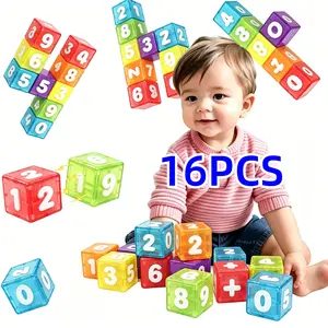 16pcs Large Transparent Number Magnetic Blocks, Stem Learning Toy for Kids 3+, Portable Math Set, Math Learning Tools, Montessori Gift for Boys Girls, Number Counting Blocks
