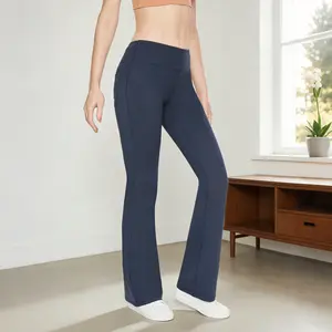 Runilut Women's High Waisted Leggings - Stretchy High Waist Flared Yoga Bottoms with Pockets, Tummy Control, Butt Lifting, Athleisure Style for Yoga, Fitness, Daily Casual Wear