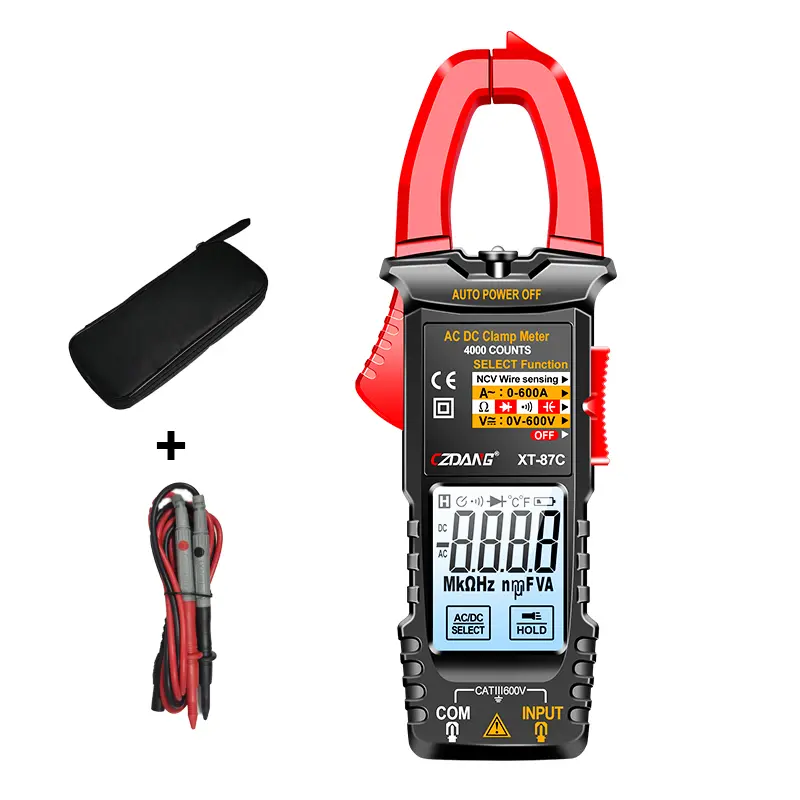 CZDANG XT-87C Digital Clamp Meter 4000 Counts Auto-Ranging NCV Non-Contact Voltage Tester AC Current AC/DC Voltage Resistance Capacitance Diode Continuity Flashlight Backlit Display #ElectricalTools #ClampMeter #Summervibes
