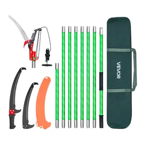 【Summervibes】VEVOR Manual Pole Saw, 3.87-27 ft Extendable Pole Tree Pruner with Scissors, Sharp 65Mn Steel Blade, Lightweight Fiberglass Handle Pole, for High Branch Trimming, Pruning Tool for Palms and Shrubs