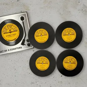 Sun Records Johnny Cash Set of Four Vinyl Coasters