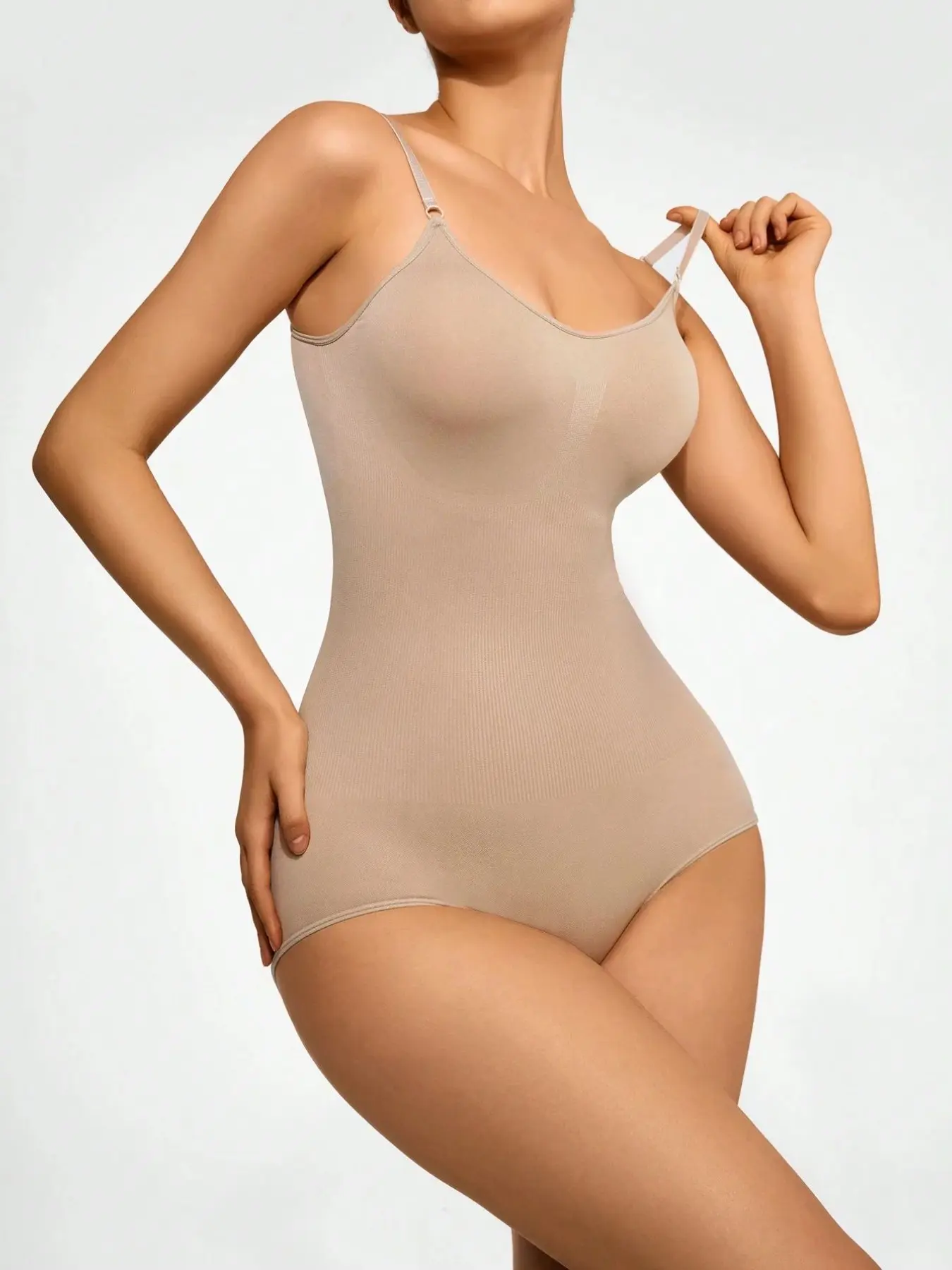 Spaghetti Strap Seamless Smooth Shapewear Bodysuit, High Waisted Shapers, 3 Colors Available, Tummy Control Butt Lift Waist Trainer, Breathable Comfort, Versatile Slimming Base Layer, Plus Size Friendly, High Waist Shaping