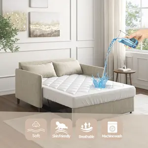 Sleep Philosophy Waterproof Sofa Bed Mattress Protector, Holden Sofa Bed Queen Mattress Pad, 3M Scotchgard, Microfiber Mattress Topper Fitted Elastic Pocket Fits Up to 8 Inch, White