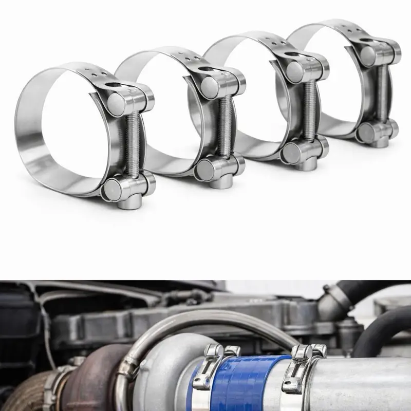“4 Pack T-Bolt Hose Clamp 304 Stainless Steel Heavy Duty  Turbo Pipe Clamp Truck Industrial SS304”