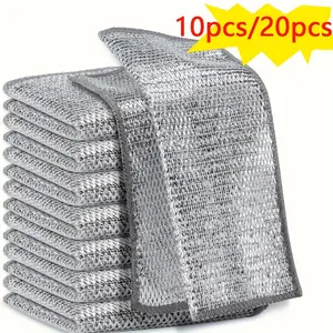 MAXIMUM CLEANING POWER! ✨ 20-Piece Double-Sided Dishwashing Brush Set ~ One brush for powerful cleaning, one sponge for gentle scrubbing! 💪 Steel wool scratch-resistant, reusable for peace of mind! 🎄 ~The perfect Christmas gift! Dish Sponges