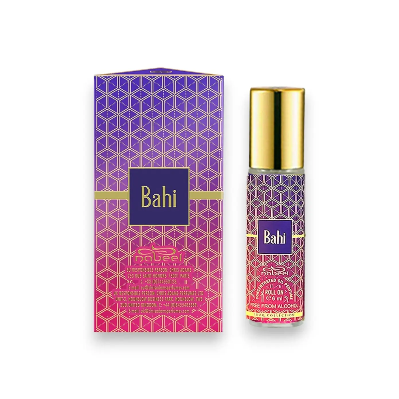 Nabeel Bahi Unisex Roll-On Perfume Oil, 6ml, with Floral, Cardamom, Bergamot Mix, Vanilla & Caramel Praline Notes - Unisex Use Beauty & Personal Care Fragrance