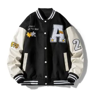 2025 New Style Men Varsity Baseball Bomber Jacket Hip Hop Harajuku Bone Letter Patchwork Leather Jackets Streetwear Women Unisex College Coats Womenswear Tops Long Sleeve Blue