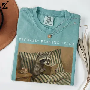 Raccoon Reading Shirt, Funny Book Lover Tee, Cozy Reader Gift, Cute Animal T Shirt, Bookworm Shirt, Literary Gift for Readers