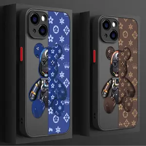 Fashionable Robot Bear Brand Phone Case for iPhone 17 16 15 11 12 13 14 Pro Max Plus Samsung Galaxy S26 S25 S24 S23 S22 Cover