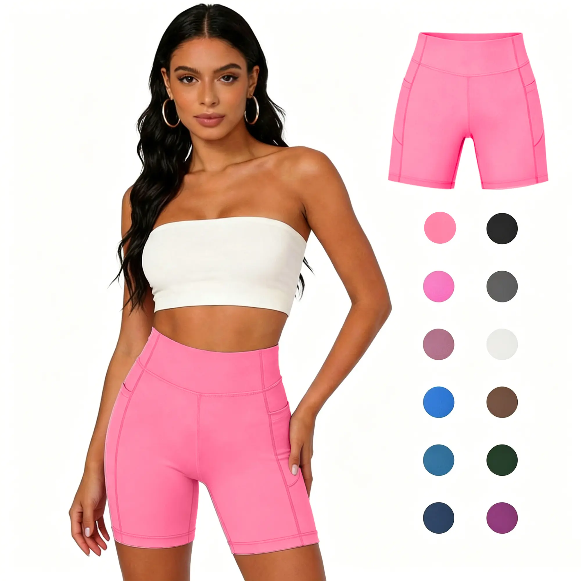 Neleus Women's High Waist Biker Shorts, Body Shaping Athletic Compression Shorts with Tummy Control and Phone Pockets for Gym, Compression Stretch Shorts,back to school,back to school haul