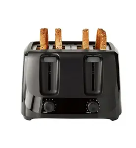 Black 4-Slice Toaster with 6 Shade Settings and Removable Crumb Tray