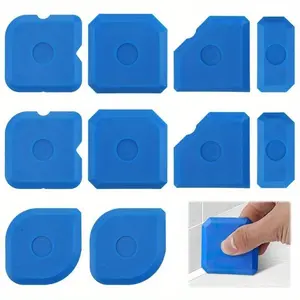 10-Piece Sealing Glue Edge Trimming Tool Set, Complete Kit, Includes 23 Reusable Shapes, Ideal for Kitchen Bathroom Ceramic Floor Joints, Blue Color