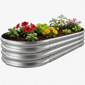 Galvanized Raised Garden Bed Kit, Oval Large Metal Planter Box for Vegetables, Herbs & Flowers, Outdoor Corrosion-Resistant Garden Beds for Patio, Yard, and Backyard