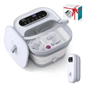 ALLJOY Foot Spa Bath Massager with Heat, Collapsible Foot Massager Spa Soaking Tub with Bubbles, Pumice Stone, Timer, 6 Shiatsu Massage Rollers Pedicure FootSpa for Relaxation, Gifts for Dad, Mom