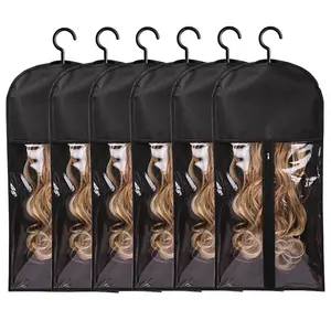 6/3/2Pcs Wig Storage Bag With Hook Wig Storage Hanger Zipper Transparent Dustproof Wig Storage Bag, Hair Extension Holder Wig Bag Wig Storage For Multiple Wigs Holder Hair Extension Hanger Wig Tool Wigs Accessories For Salon & Home Use
