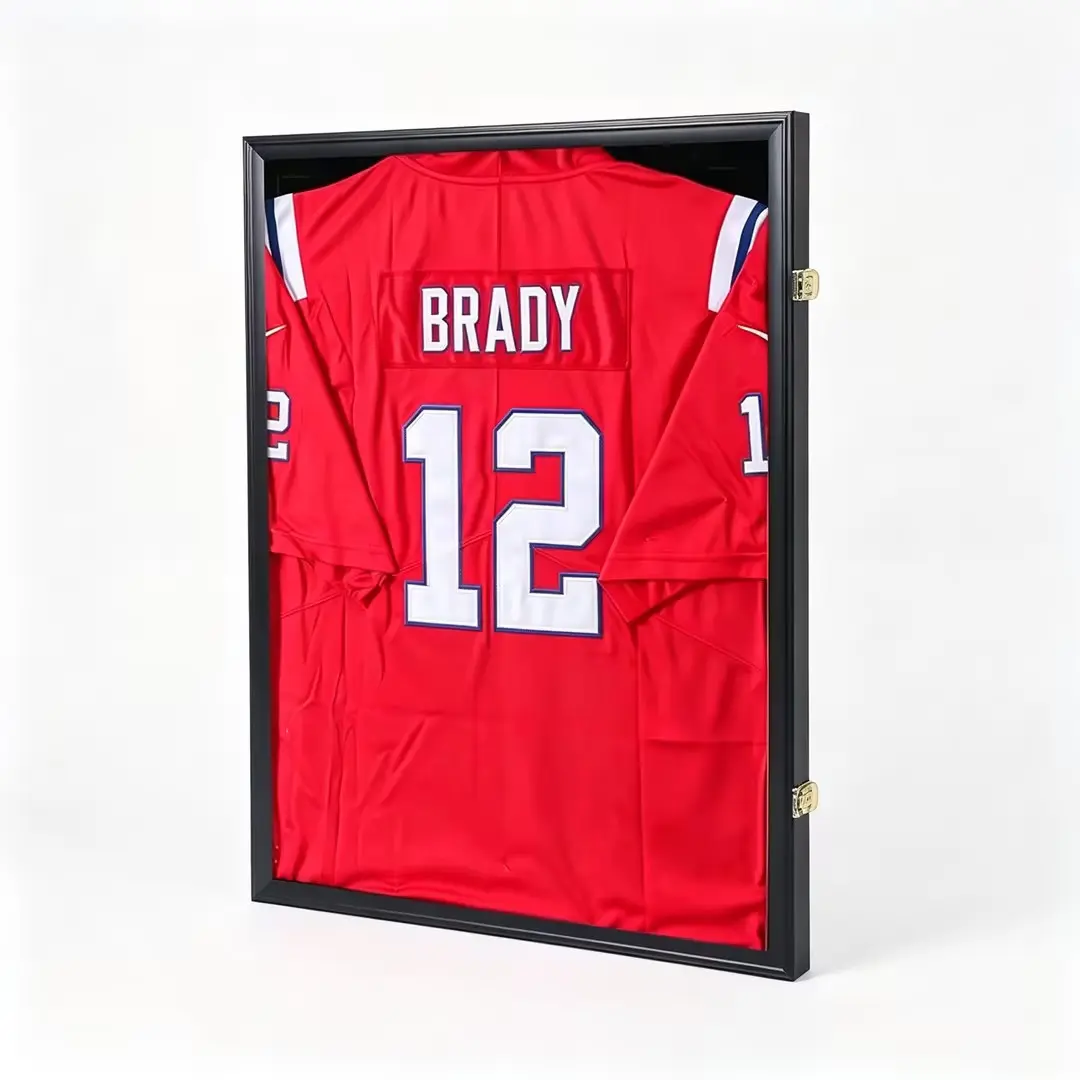 Jersey Frame Display Case Jersey Display Case Jersey Shadow Box with Uv Protection Acrylic and Hanger for Baseball Basketball Football Soccer Hockey Sport Shirt and Uniform,Black Finish