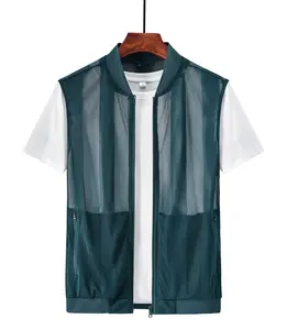 Men’s lightweight breathable mesh vest—a cool, simple summer option suitable for outdoor fishing and casual wear; can also be layered with accessories. Single vest piece, no short sleeves.