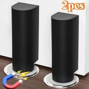 Set of 2 Durable Magnetic Door Stoppers - Easy to Install Without Drilling, Adhesive Backing, Protects Doors from Collisions, Available in Black, White, And Gray, Featuring a Unique Design, And Can Be Firmly Secured