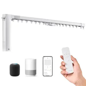 fathersdaygift VEVOR Smart Electric Curtain Track, 71-118 inch Adjustable Length, Motorized Rod with Remote, Ceiling and Wall Mount, Automated Curtain Track System Compatible with Alexa, Google Home, App Control