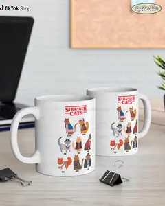 Stranger Cats Mug For Family, Hawkins Mug, Stranger Thin.gs Funny Gift Mug, Stranger Thin.gs Season 5 Christmas Gift