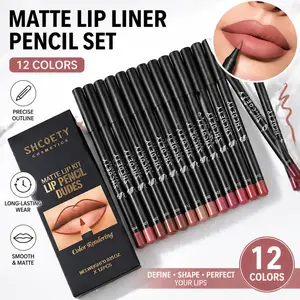 Easy Coloring Lip Liner Pencil Set, 12pcs/box Matte Lip Liners, Long-Lasting Matte Lipliner for All Occasions, Lip Makeup Cosmetic Kit, Lip Product