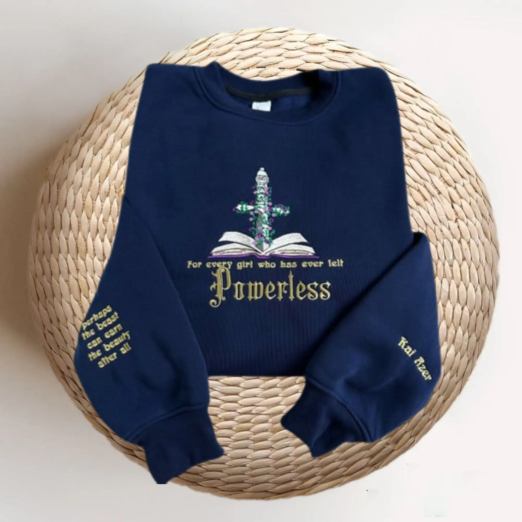 Powerless Book Quotes Embroidered Sweatshirt For Every Girl Who Has Ever Felt Powerless Shirt Kai Azer Hoodie Bookish Quotes Sweater Cotton Womenswear