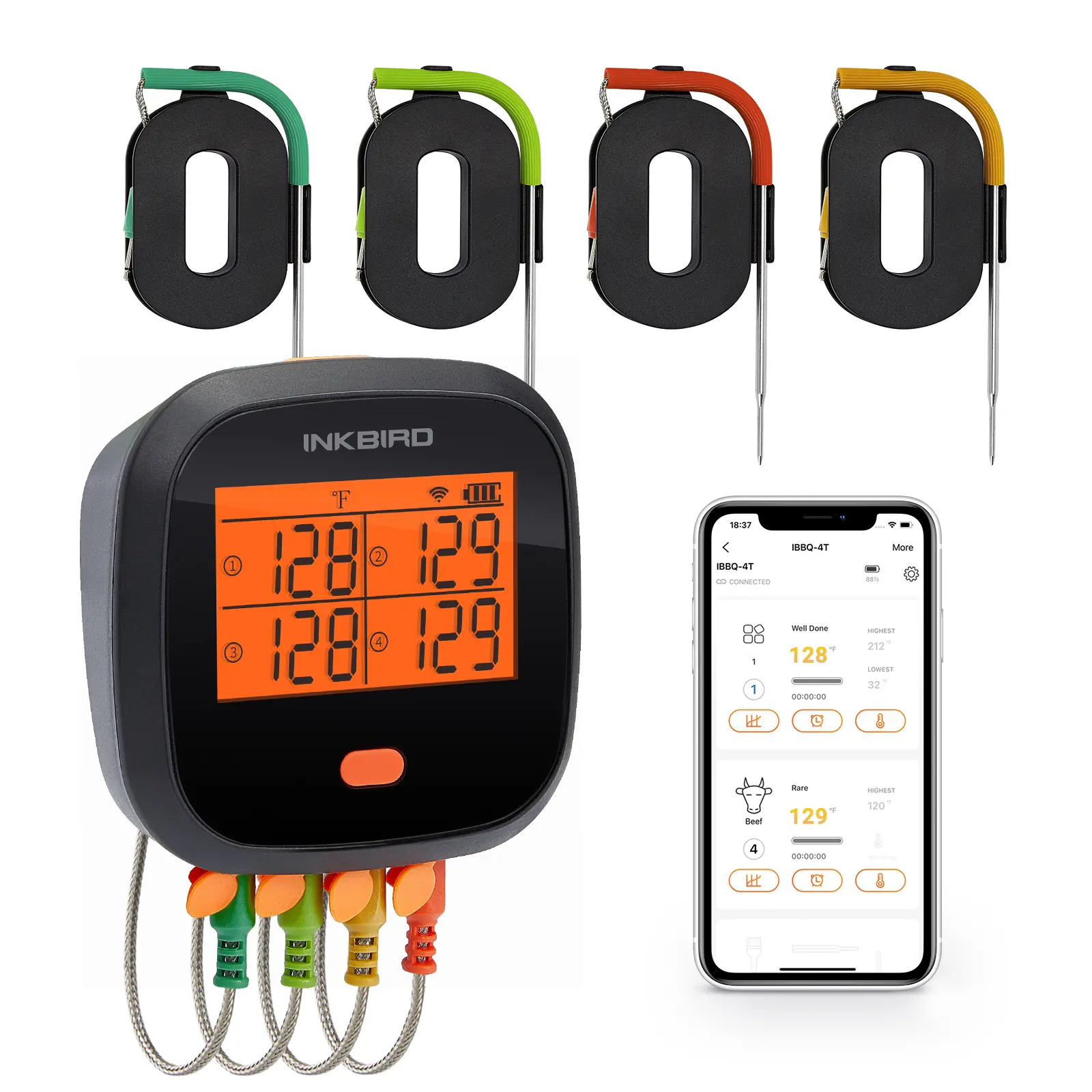 INKBIRD Wireless WiFi Digital Cooking Thermometer - Instant-Read Kitchen Utensil, App-Pairable, IPX3 Waterproof, Ideal for Grilling, Baking,