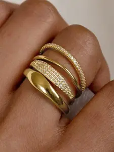 4 Pcs/set Classical Cubic Zirconia Stackable Rings For Women For Valentine's Day Gift Wedding Anniversary Party Jewelry