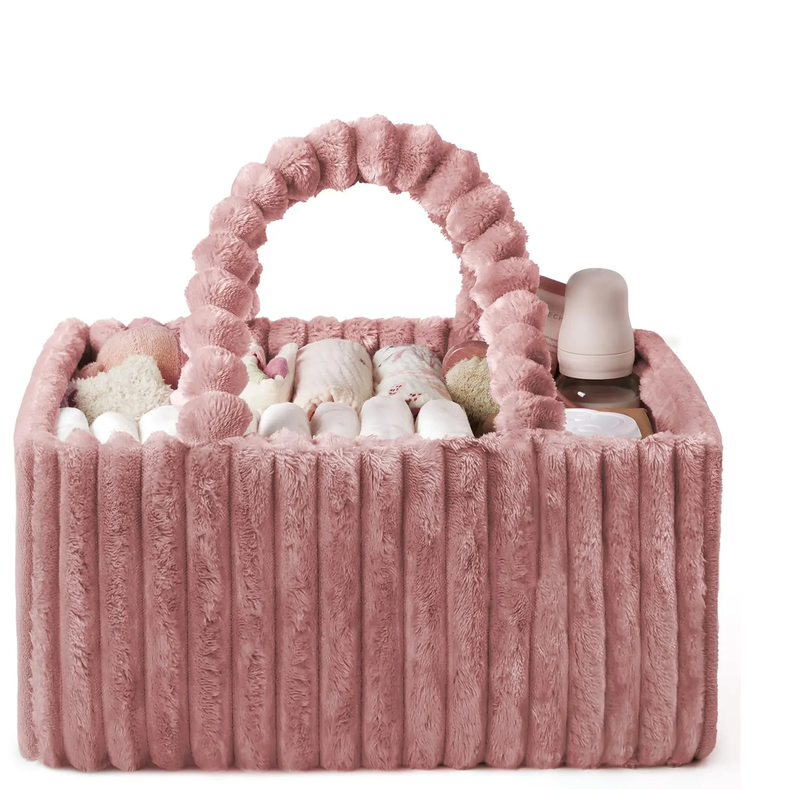 Flannel Diaper Caddy Organizer, Diaper Bag, Cozy Nursery Storage Basket, Included Gift Packaging, Perfect Baby Shower Gift, Newborn Essentials