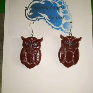 Creative Crafts by Yeti Owl Polymer Clay Earrings - Unique Design & Crafted Artistry
