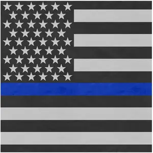 Subdued US Flag with Blue Line 22 in. x 22 in. Cotton Bandana - Support the Police