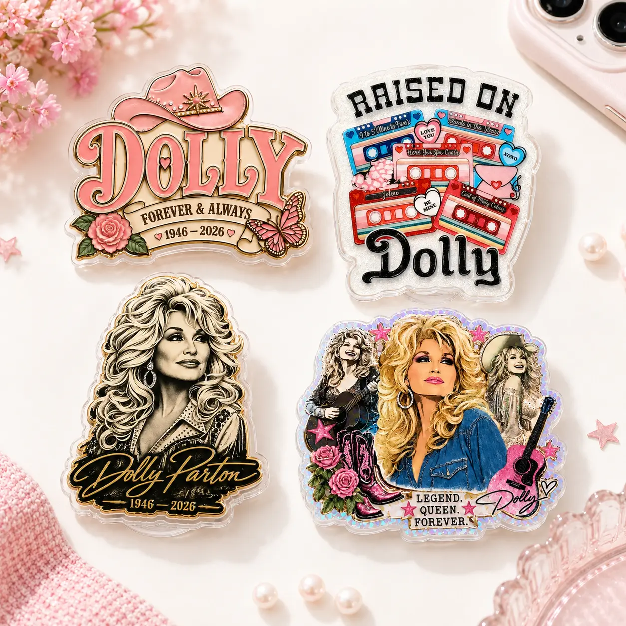 Dolly Parton Inspired Phone Grip, Country Music Singer Acrylic Phone Holder, Western Cowgirl Retro Phone Accessory, Gift for Country Music Fans