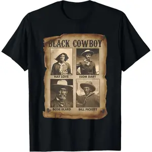 cotton Black Cowboy Western Rodeo Melanin Black History Texas Men T-Shirt