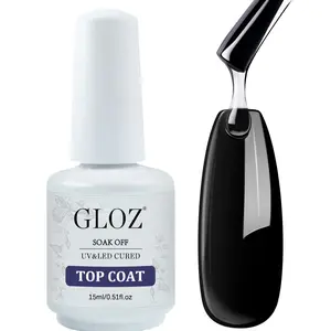 Shiny Clear Glossy No Wipe Gel Top Coat, Long Lasting Soak Off Gel Nail Polish, UV LED Nail Lamp Compatible, 15ml Spring Nail Art Gift for Women Girls, Diy Manicure, Uv Light Gel, Nail Products