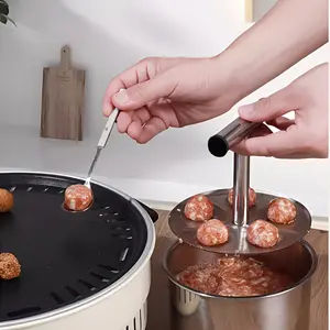 Stainless Steel Meatball Maker with 6 Holes for Quick DIY Meatballs, Fish Balls, Veggie Balls, and Ice Cream, Durable Kitchen Tool for Home Use