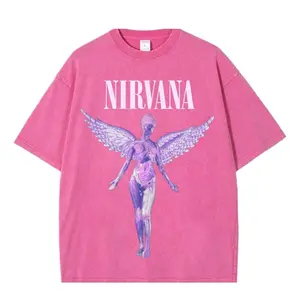Nirvana Merchdise Utero Angel Distressed Vintage Acid Wash Tee T-Shirt 11 COLORS Cotton Fabric