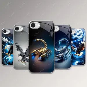 Suitable for [iPhone 16e] Light luxury technology scorpion and crystal eagle glass electroplating mobile phone case, exquisite and gorgeous 995