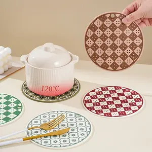 6pcs Checkerboard multi-color bowl mats, table mats, heat insulation mats, soft plastic coasters, heat insulation, high temperature resistance and scalding resistance, pot mats, non-slip mats.