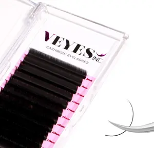 VEYES INC Cashmere Volume Lash Extensions C CC D DD LD L B J M Curl 0.03-0.20 thickness, Super Matte Black Individual Eyelashes Tray, Professional Supplies for Lash Techs (0.05 CC 8-16mm)