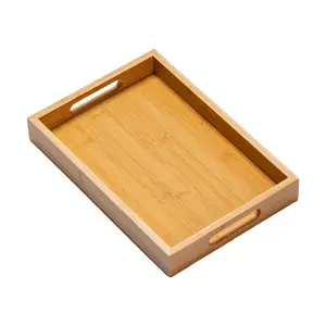 1pc Japanese Bamboo Tray, Hotel Restaurant Serving Tray, Right Angle Tea Water Dish, Home Use Bamboo Plate, Fruit Tray for Dining