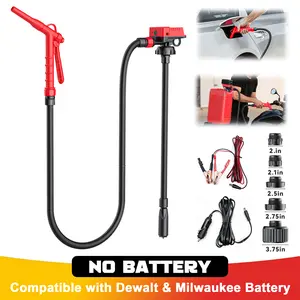 5 GPM Cordless Fuel Transfer Pump Compatible with DeWalt 20V & Milwaukee 18V Batteries,【Battery NOT Included】, Portable Gas Can Pump with 51" Hose, 5 Adapters, Gas Pump for Diesel, Gasoline