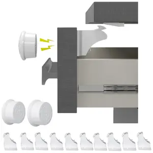 10-piece set of child safety magnetic cabinet locks, comes with 2 keys, can be used to lock cabinets and drawers without drilling, preventing children from opening them, easy to install, provides child safety protection