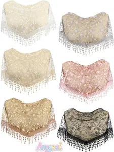 Anygoal Women's Catholic Floral Lace Mantilla Veil, Triangle Sheer Tulle Head Scarf, Elegant Lightweight   Traditional Spanish  Church Head Covering, Traditional Spanish Style Veil for Mass, Weddings and Religious Events dryer hair brush woradrobe rakai