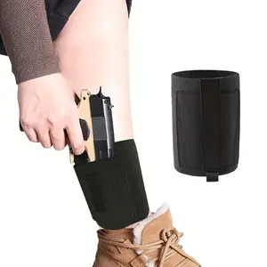 Elastic Black Ankle Holster with Ankle Holster for Concealed Carry, Elastic Deep Concealed Leg Holster with Magazine Pocket/Pouch, Male and Female, Right and Left Hand Drawing