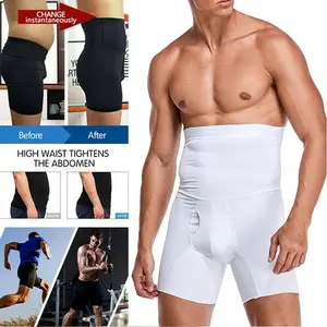 Men Body Shaper Waist Trainer Compression Shorts Tummy Control High Waist Boxer Modeling Shapewear Boxer Briefs Open Crotch Pant
