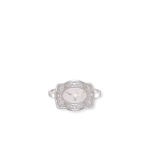 Mini Belt Buckle Ring (Longhorn) - Silver