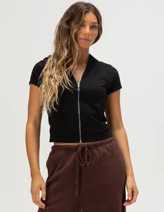 FULL TILT Womens Zip-Up Short Sleeve Hoodie