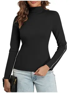 ZAFUL Women's Turtleneck Long Sleeve Shirts Fall 2025 Thermal Underwear Tops Lightweight Slim Fit Tops