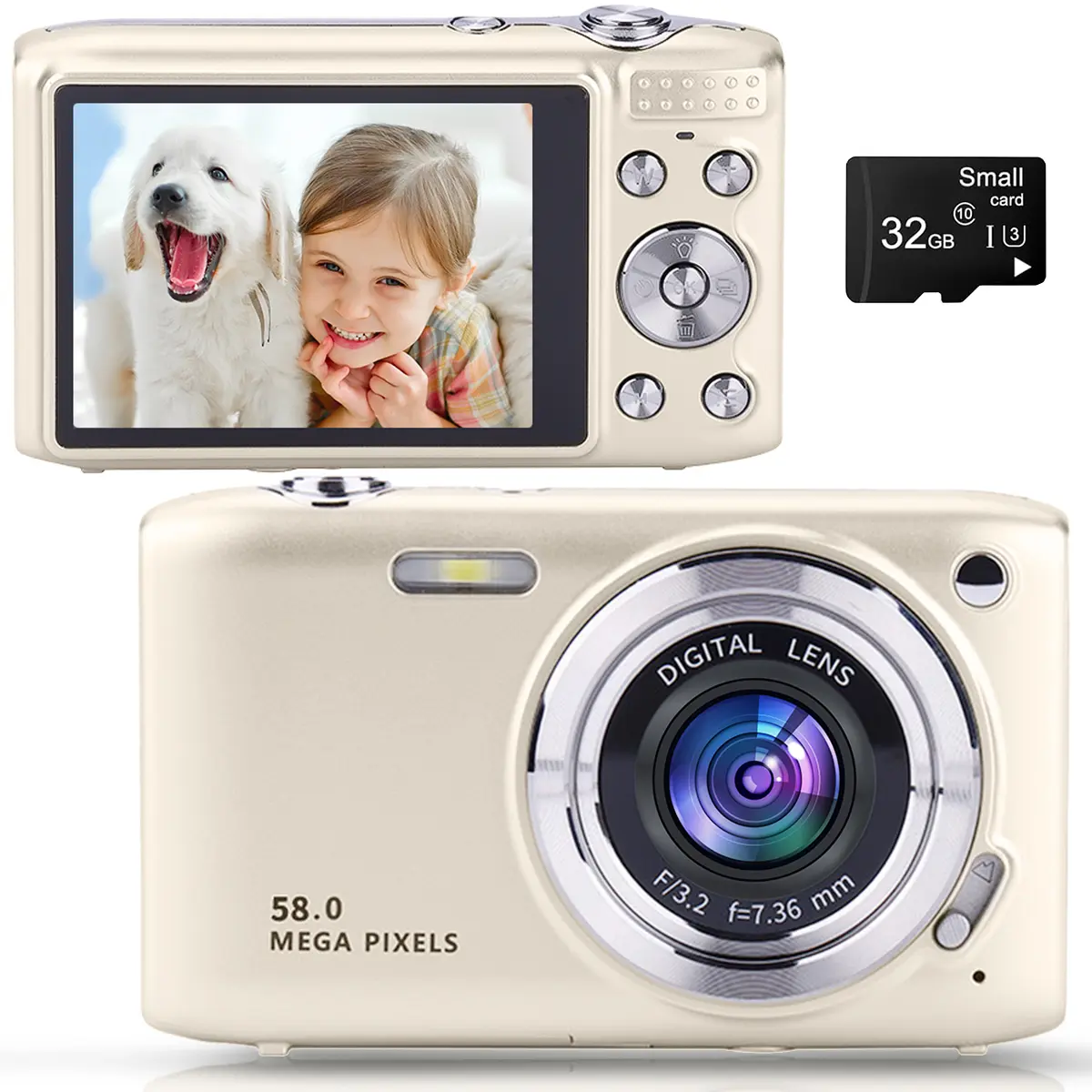 Instant Pocket-Sized Digital Point & Shoot Camera with 32GB Card, Wrist Strap, Self-Timer, Anti-Shake, Multiple Filters, Capture-Ready for Daily Vlogging/Photography, Ideal Mini Gift for Teens & Adults #SummerVibes, Guys Gifts