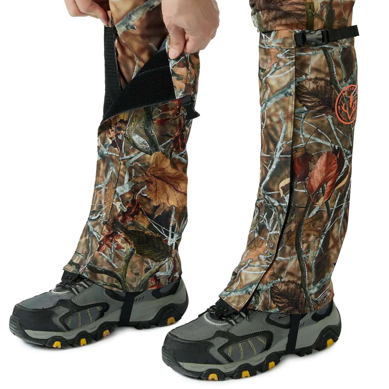 BASSDASH Camo Waterproof Hunting Leg Gaiters with Replaceable Insteps Lightweight Breathable Boot Gaiter for Hiking Trekking Fishing